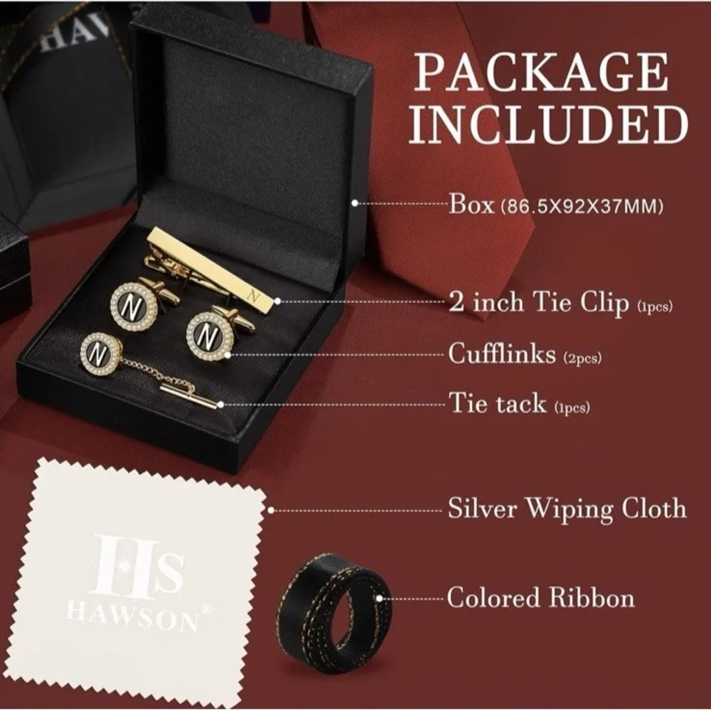 HAWSON Tie Clips, Cufflinks, Tie Tack‎ & Lapel Pins for Men-Suitable for N-4pcs